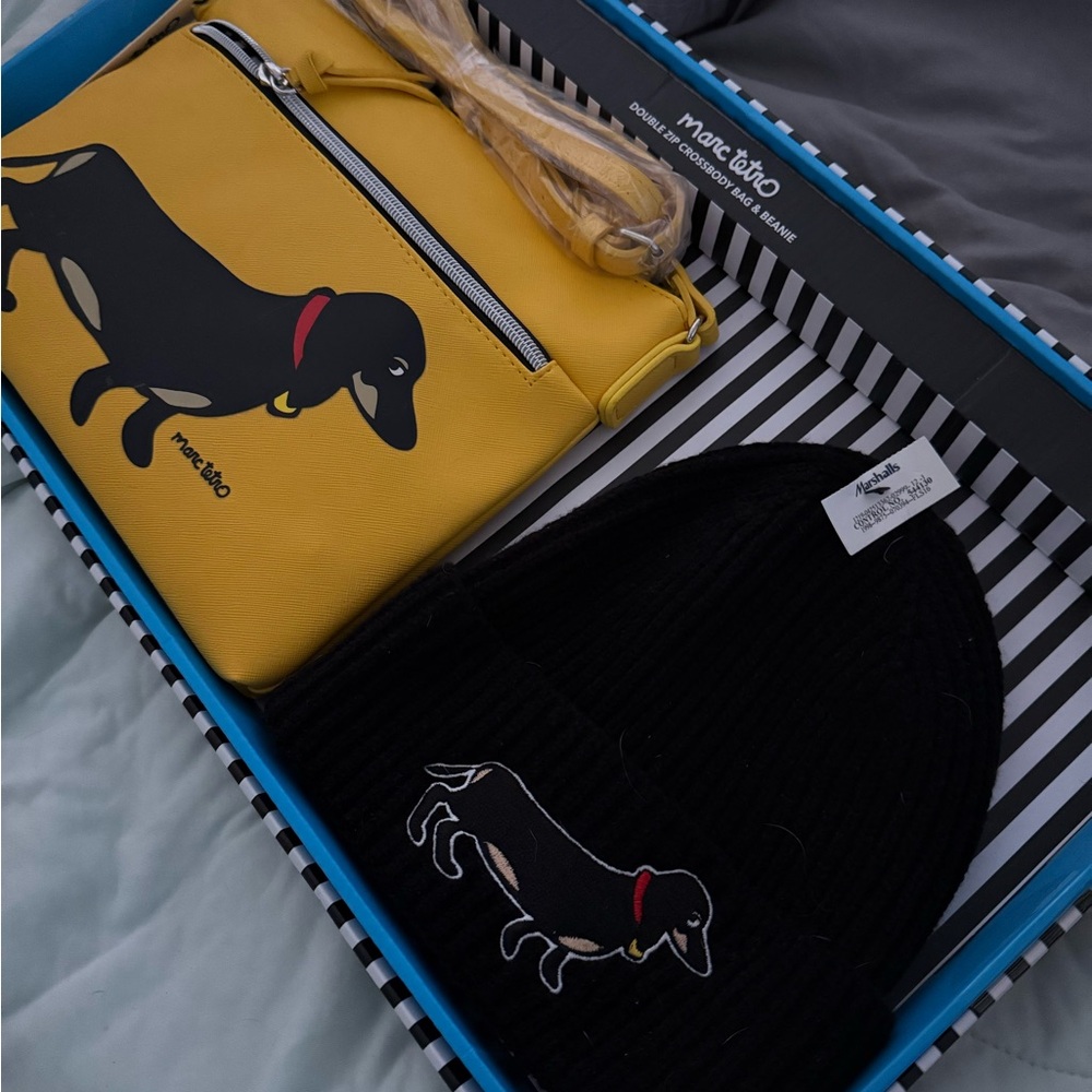 Marc Tetro Yellow Crossbody Bag with Dachshund Design
